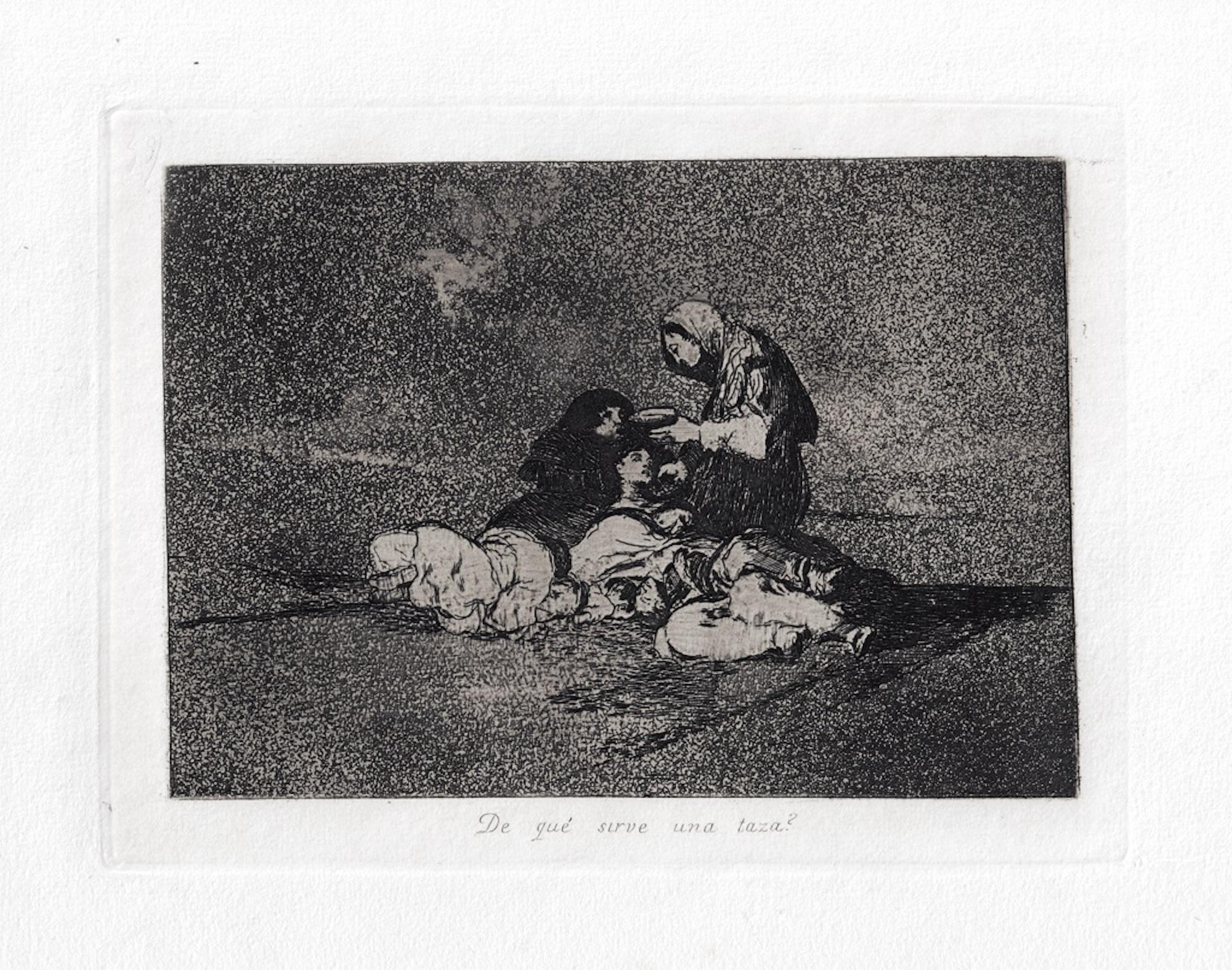 De que Sirvé una Taza?   - Etching by Francisco Goya - 1863