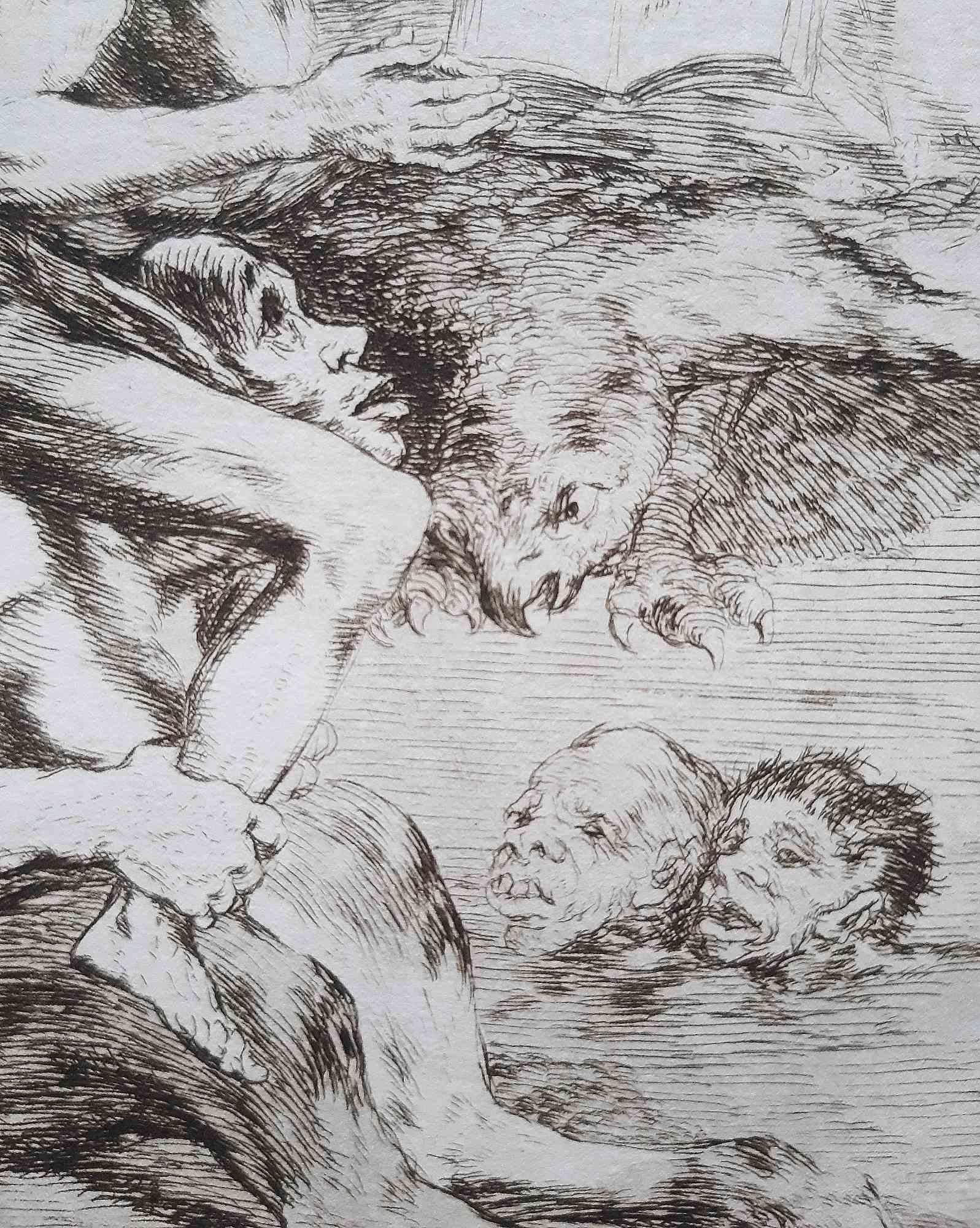 Devota profesion from Los Caprichos is an original artwork realized by the artist Francisco Goya and published for the first time in 1799.

Etching and aquatint on paper.

The etching is part of the First Edition of 