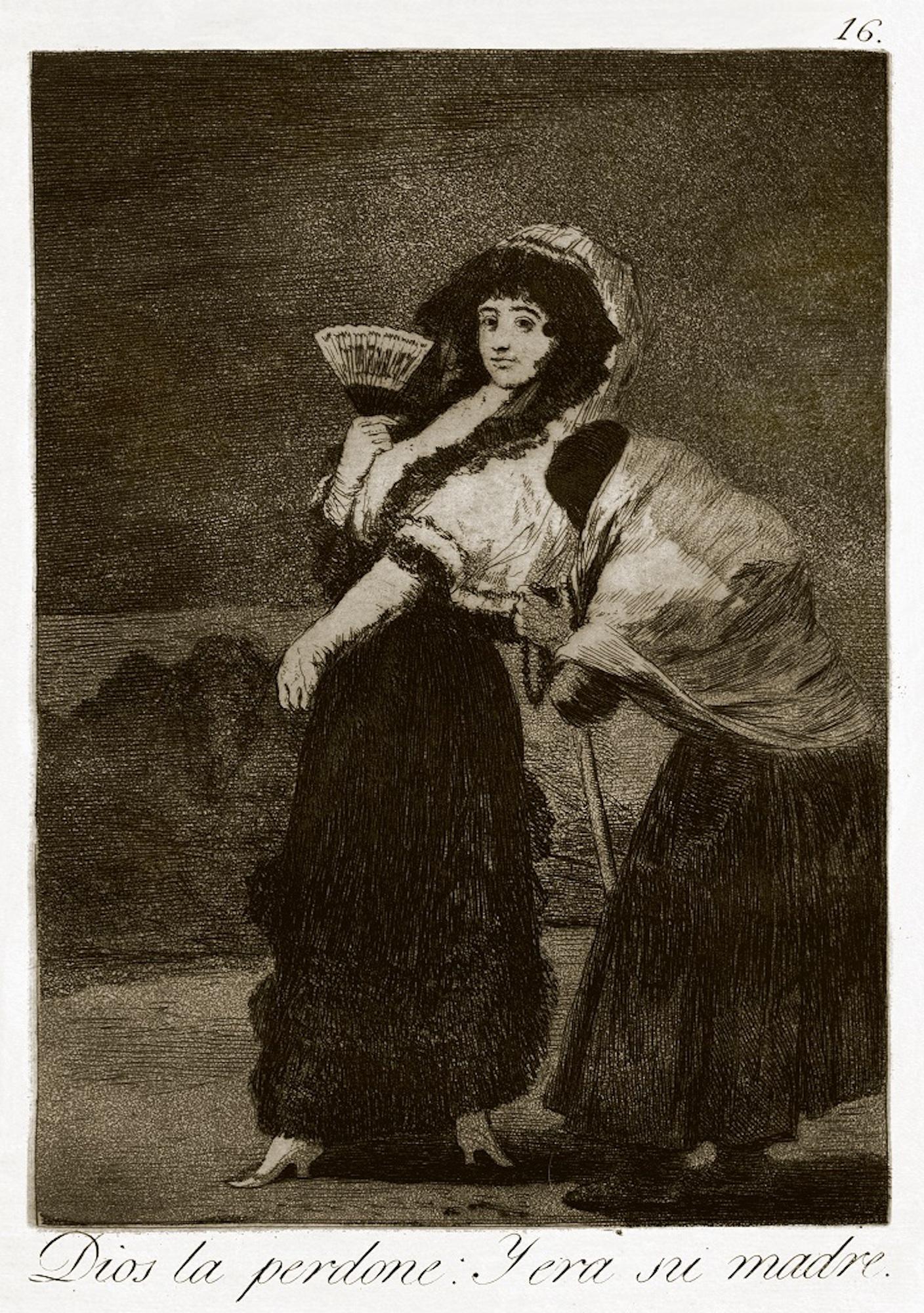 Dios la perdone: y era su madre  - Etching by Francisco Goya - 1868