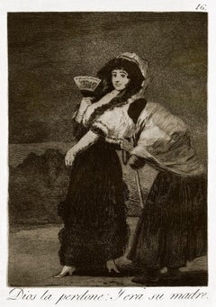 Antique Dios la perdone: y era su madre  - Etching by Francisco Goya - 1868