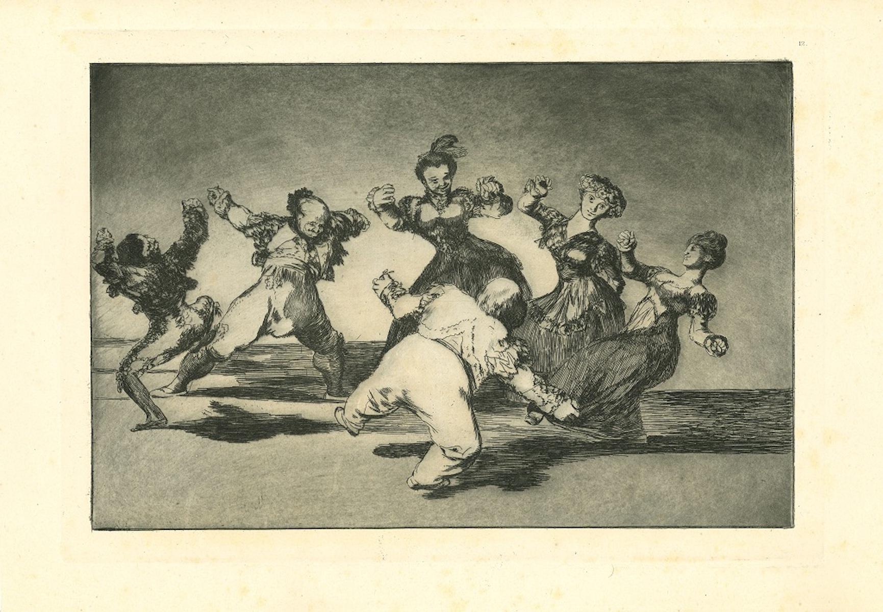 Francisco Goya Figurative Print - Disparate Alegre  - Etching - 1875