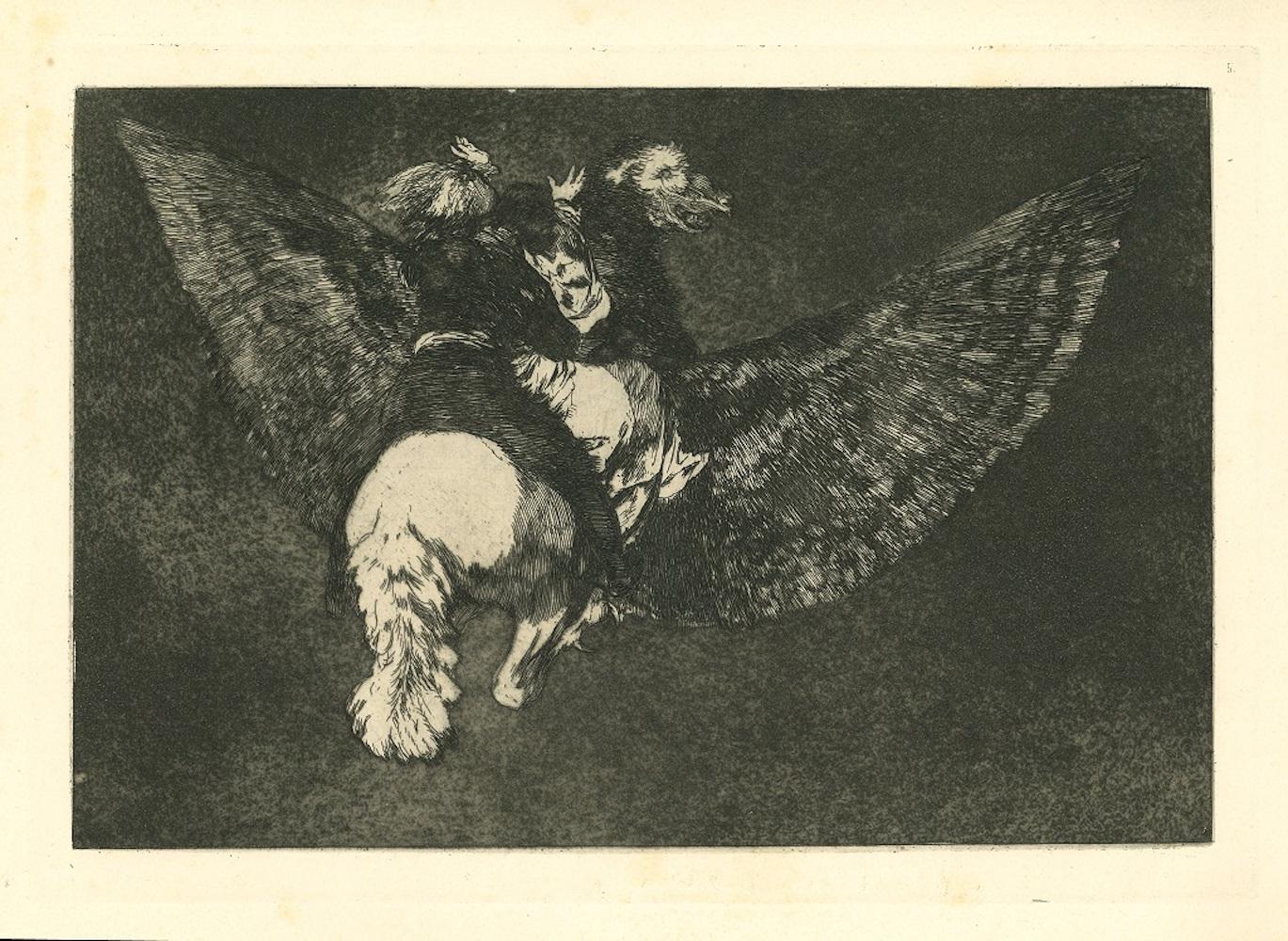 Francisco Goya Figurative Print - Disparate Volante - Original Etching - 1875