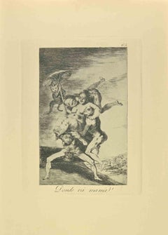 Donde va Mama? - Etching by Francisco Goya, Modern Style, 6th Edition, 1881