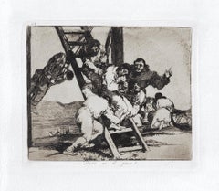 Duro es el Pasa  - Original Etching by Francisco Goya - 1863