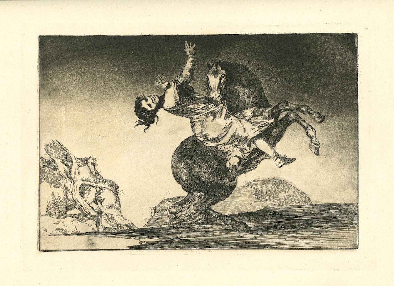 Figurative Print Francisco Goya -  El Caballo Raptor - Eau-forte originale - 1875