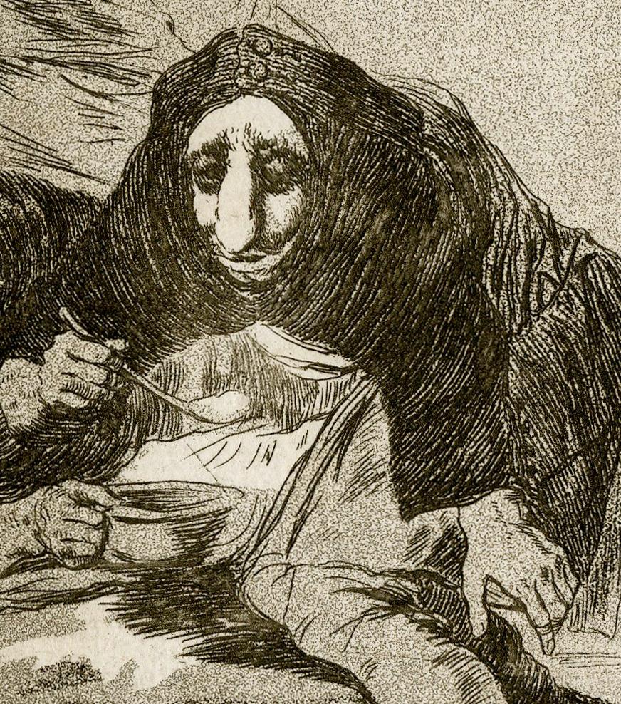 El Vergponzoso (Der scharlachrote Eine) – Print von Francisco Goya