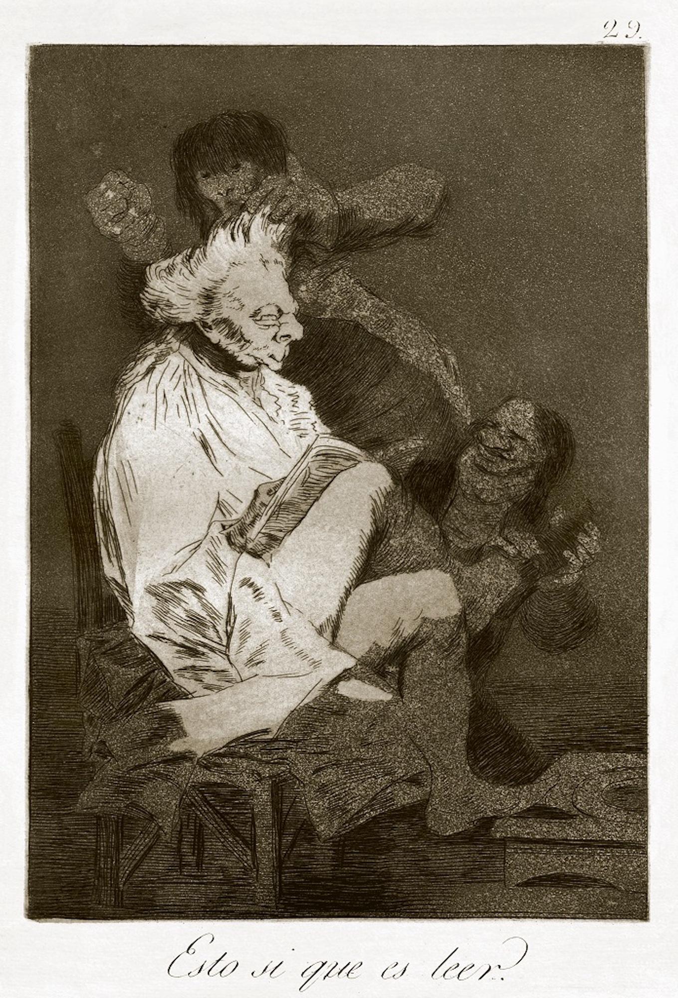 Esto sí que es leer ist eine Originalradierung des großen spanischen Künstlers Francisco Goya, die 1799 zum ersten Mal veröffentlicht wurde.

Radierung auf Velin.

Die Platte ist Teil der dritten Ausgabe von "Los Caprichos", die 1868 von der