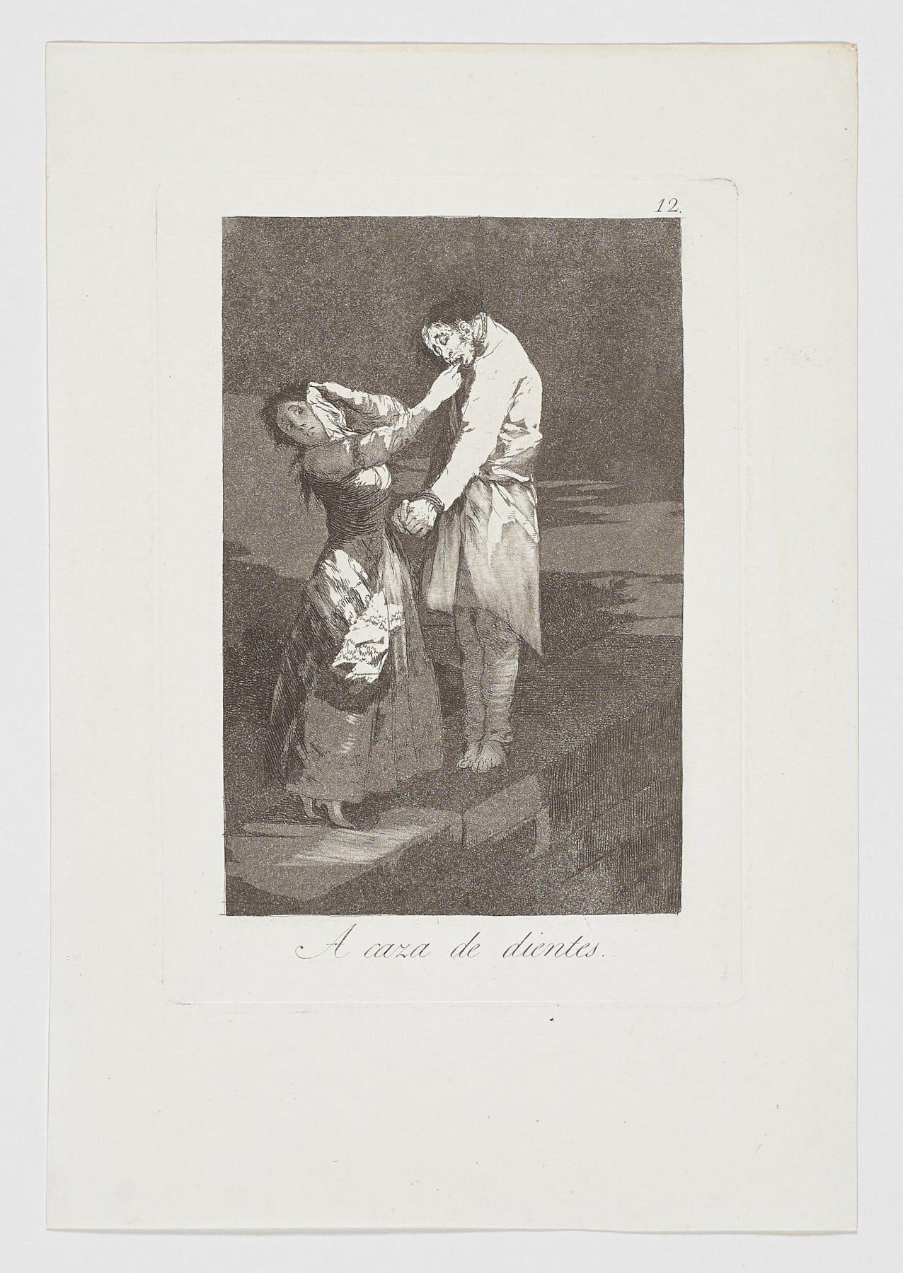 Francisco Goya Figurative Print - Francisco De Goya Caprichos A caza de dientes 2nd edition original art print 