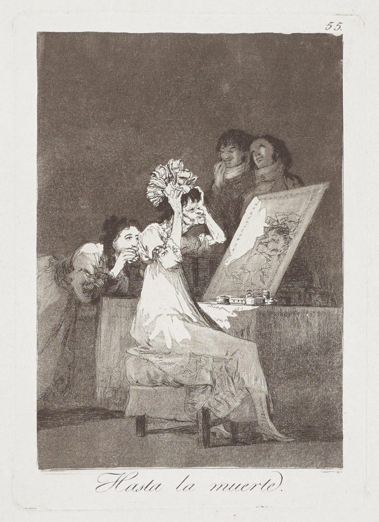 Francisco De Goya Caprichos Hasta la muerte, 2. Auflage, Original-Kunstdruck  – Print von Francisco Goya