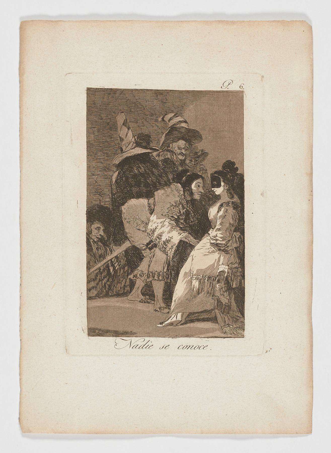 Francisco De Goya Caprichos Nadie se conoce, 1ère édition d'impression d'art originale  - Print de Francisco Goya