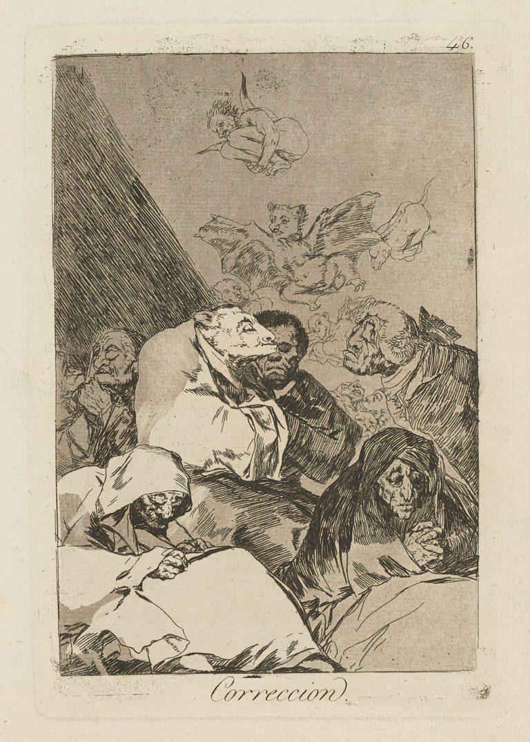Francisco De Goya Caprichos Correccion, 1. Auflage, Original-Kunstdruck Spanisch, Spanisch (Romantik), Print, von Francisco Goya