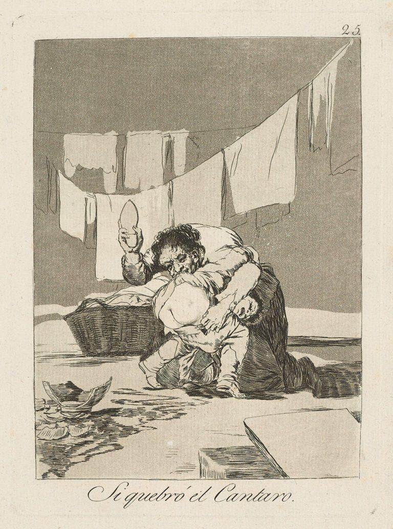 Francisco De Goya Caprichos Si quebró el Cantaro 1. Auflage Original-Kunstdruck (Romantik), Print, von Francisco Goya