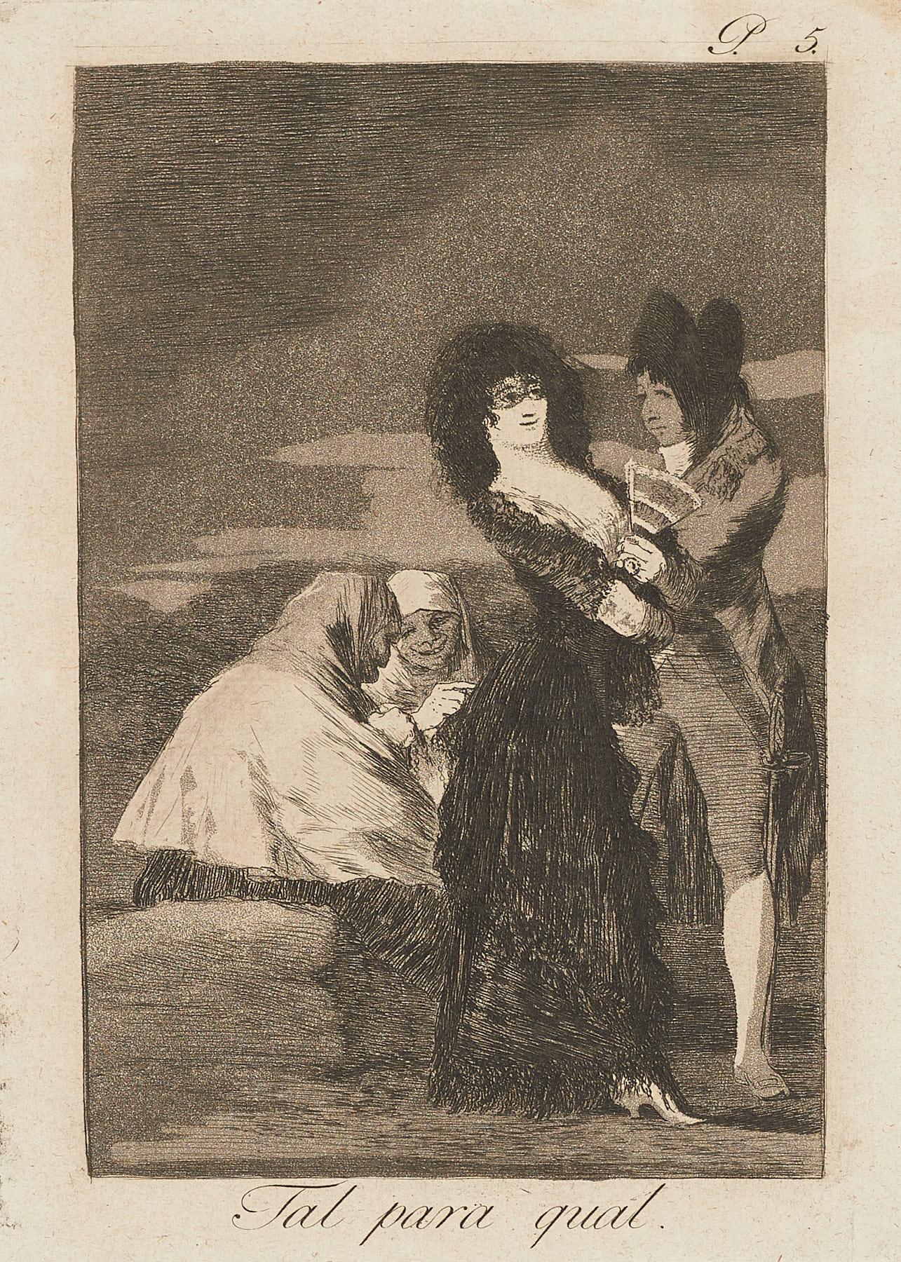 Francisco De Goya Caprichos Tal para cual, 1. Auflage, Original-Kunstdruck Spanisch, Spanisch – Print von Francisco Goya