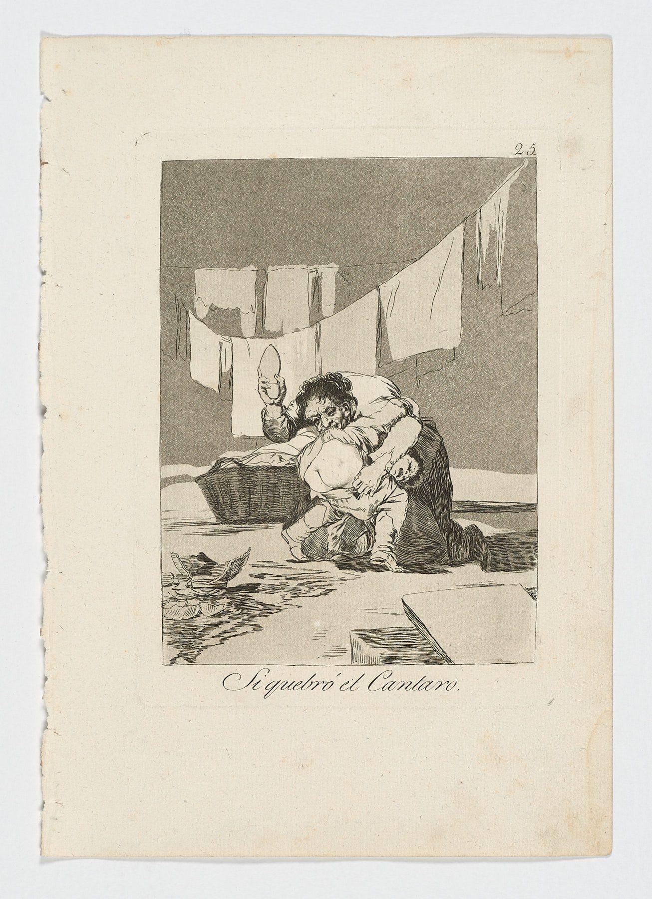 Francisco De Goya Caprichos Si quebró el Cantaro 1. Auflage Original-Kunstdruck – Print von Francisco Goya