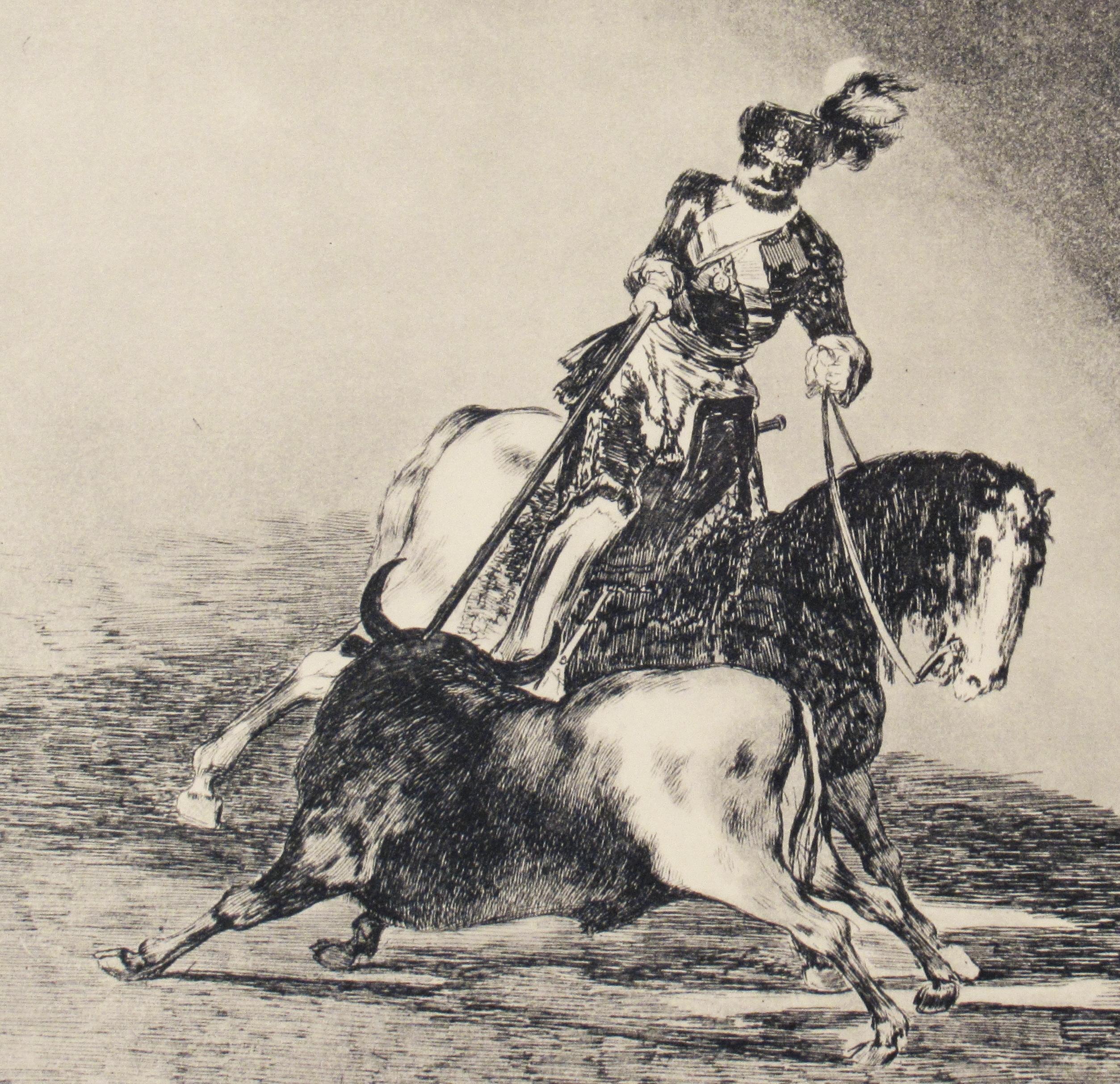La Tauromaquia, Plate #10 - Beige Figurative Print by Francisco Goya
