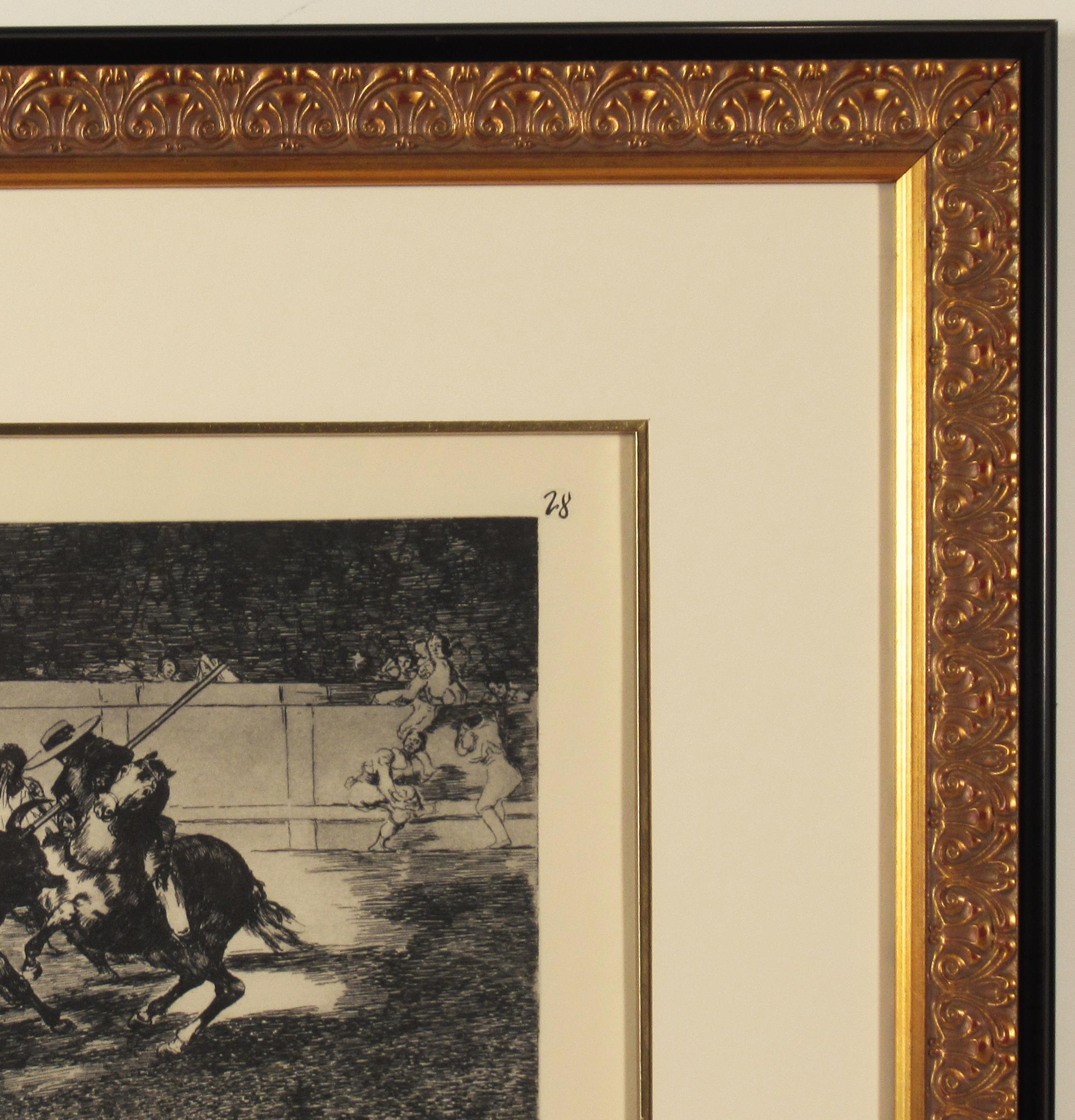 La Tauromaquia, Plate #28 - Beige Figurative Print by Francisco Goya