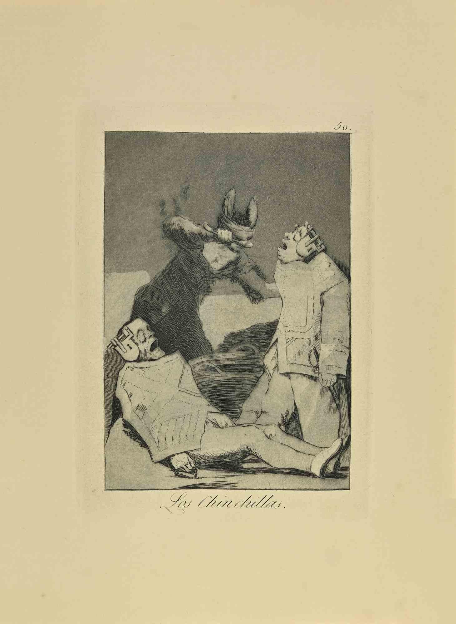 Las Chinchillas is a black and White aquatint, drypoint and etching printed in blue-black ink on laid paper from Caprichos realized after Francisco Goya in 1881-1886 .

6th Edition.Very good impression.

Madrid: Calcografia Real, 1881-1886

Sheet