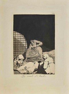 Antique Las Rinde el Sueno - Etching by Francisco Goya - 1881