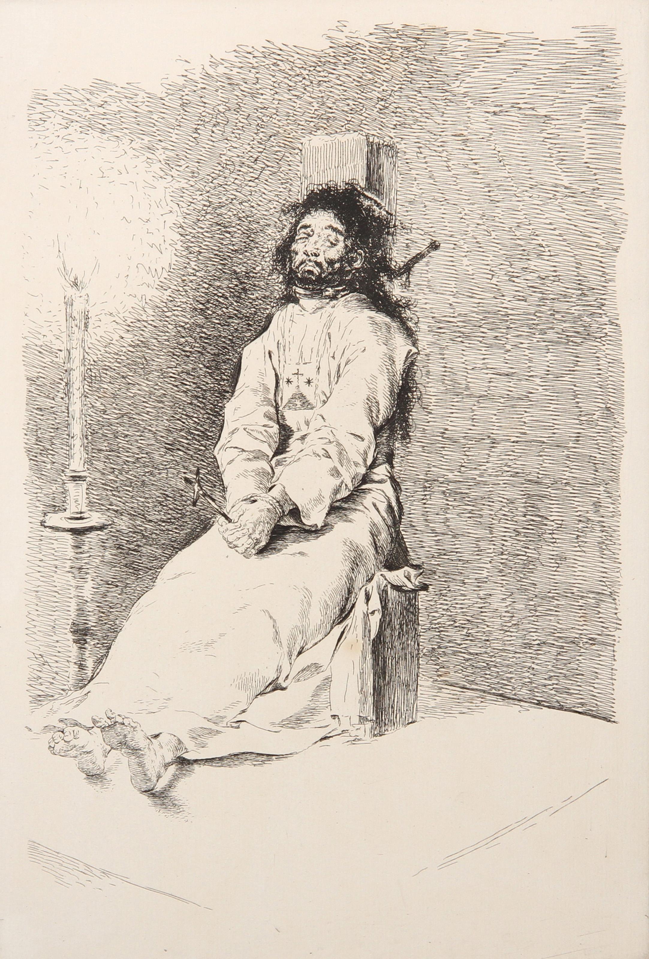 Le Supplice du Garrot, Incisione eliografica d'epoca di Francisco De Goya - Print di Francisco Goya