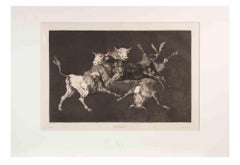 Lluvia de Toros - Etching and and Aquatint by Francisco Goya - 1877 (1815)