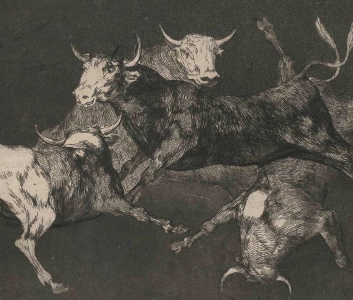 Lluvia De Toros - Original Etching by F. Goya - 1815/19 - Print by Francisco Goya