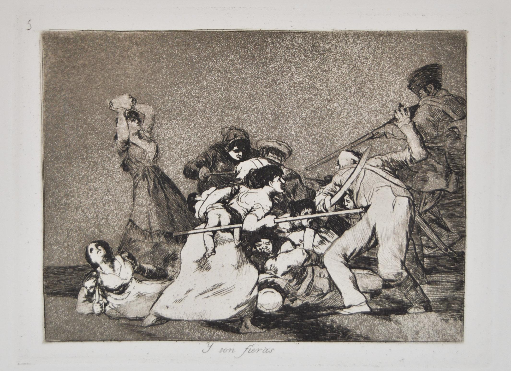 Los Desastres de la Guerra - Complete Series of The Disasters of War - 1863 - Gray Figurative Print by Francisco Goya