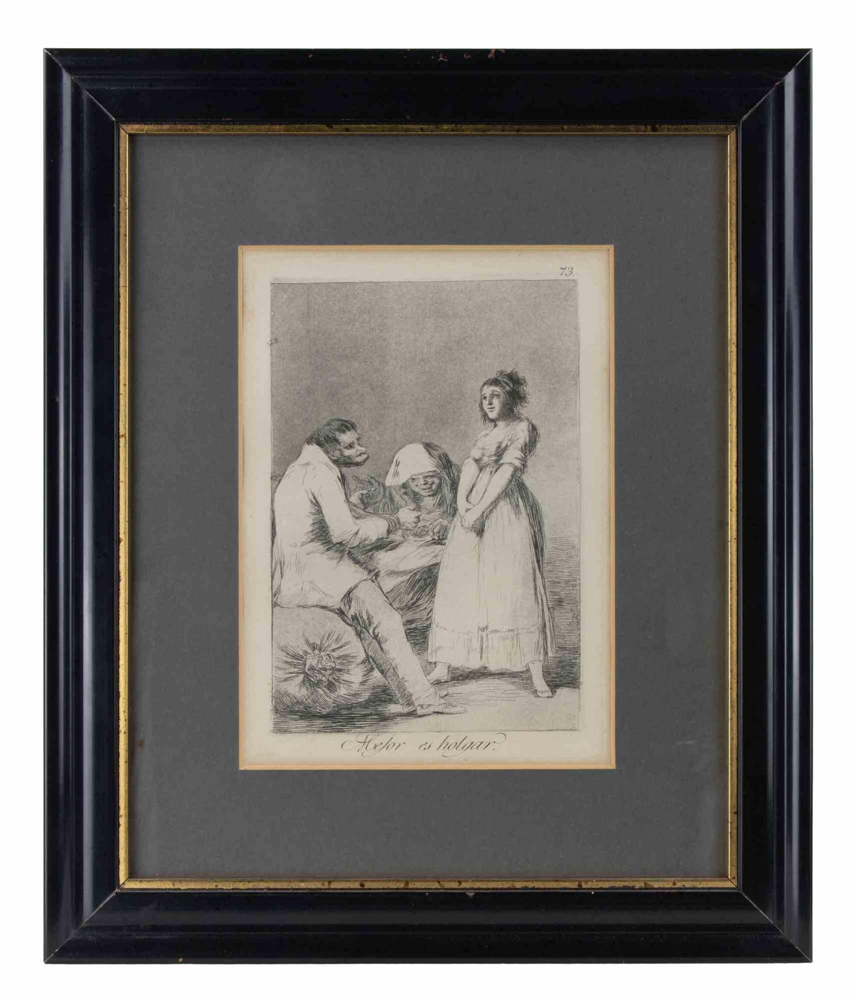 Mejor ed Holgar - Etching by Francisco Goya - 1855 ca For Sale 1