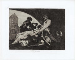 Antique Ni por Esas   - Original Etching by Francisco Goya - 1863