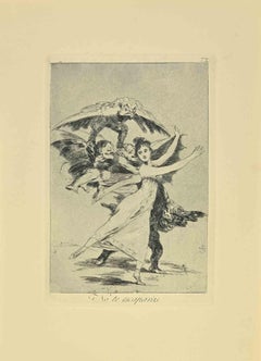 No te Escaparás  (You will not escape) - Etching by Francisco Goya - 1881