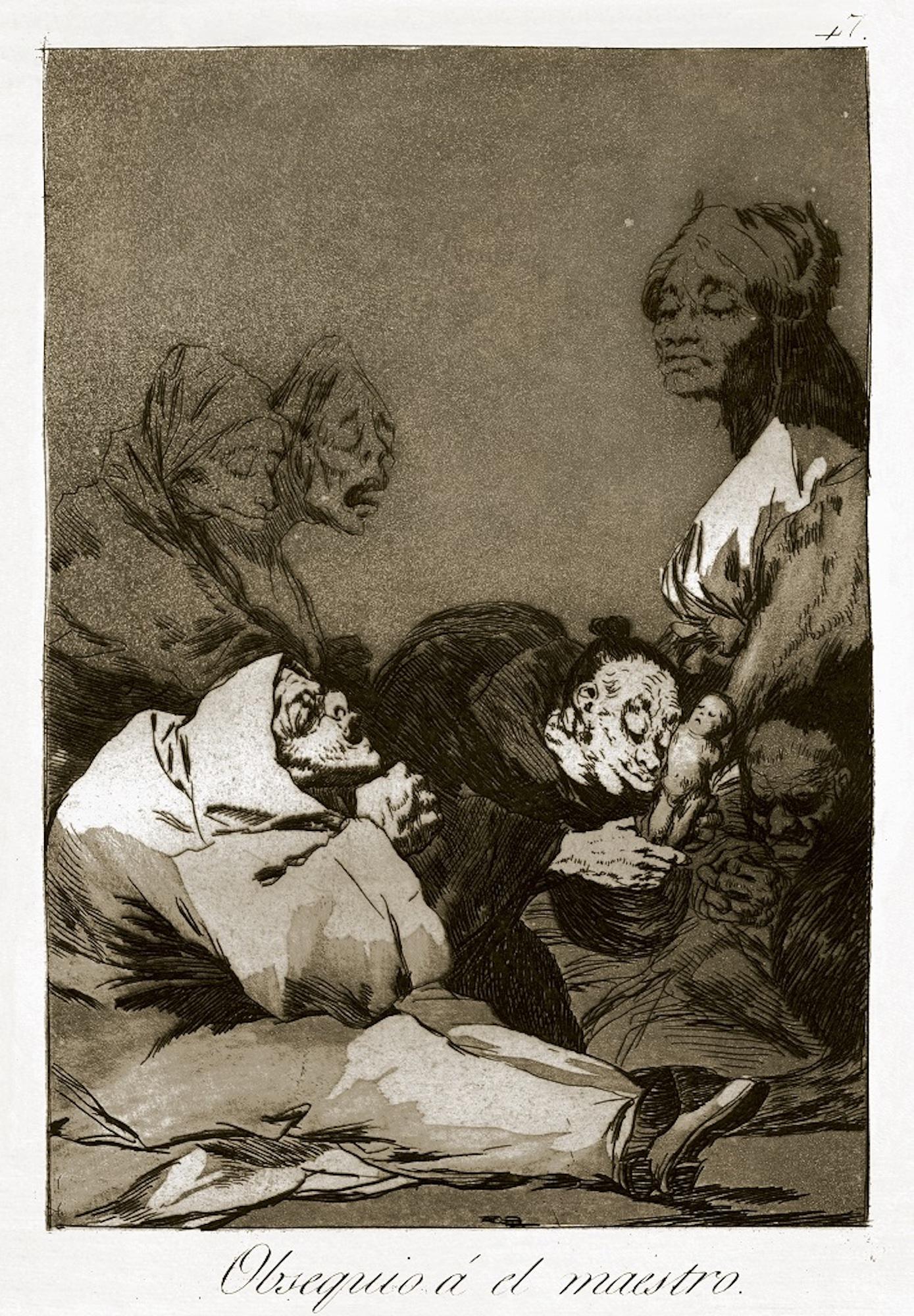Obsequio a el Maestro ist ein originales Kunstwerk von Francisco Goya, das 1799 zum ersten Mal veröffentlicht wurde.

Radierung auf Velin.

Dieses Kunstwerk gehört zur dritten Ausgabe, die 1868 von der Calcografia National für die Real Academia