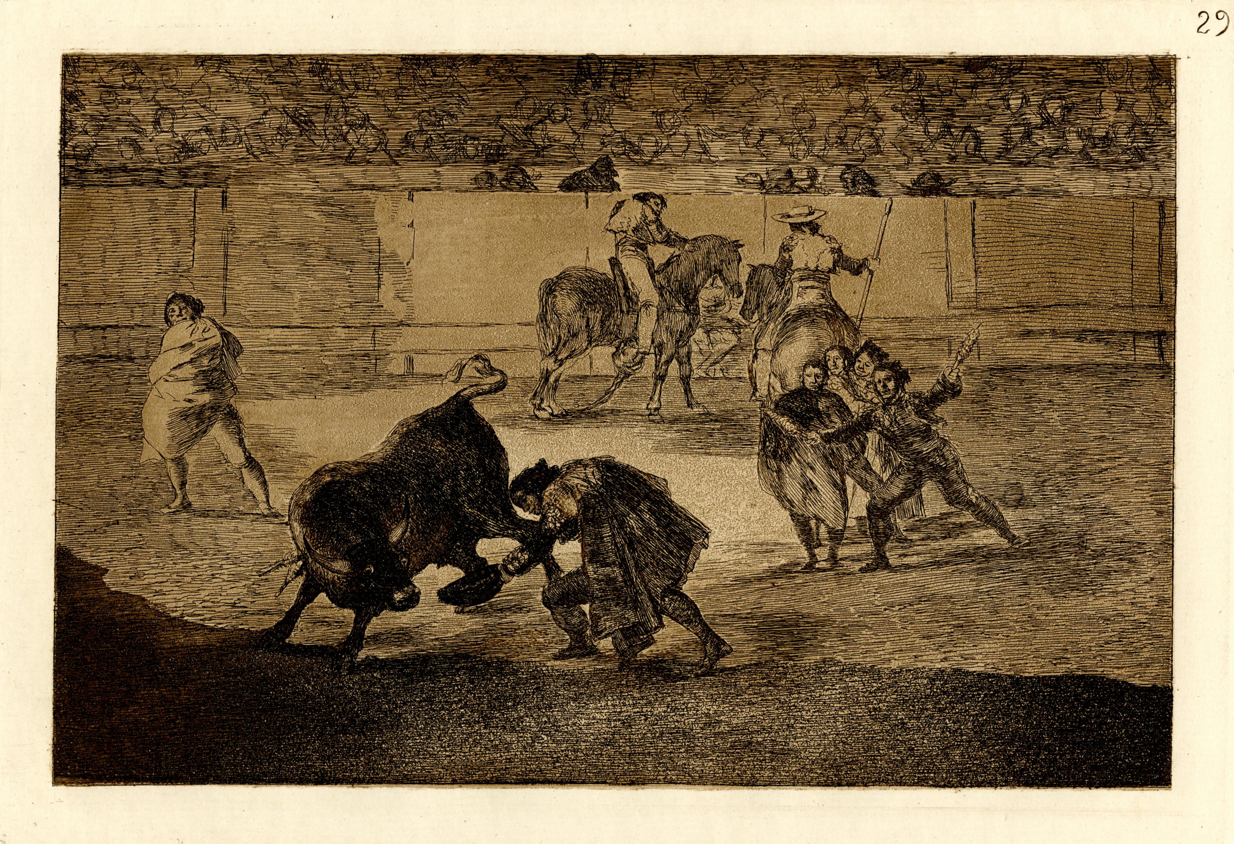 Francisco Goya Figurative Print - Pepe Illo hacienda el recorte al toro  (Pepe Illo making the pass of the "recort