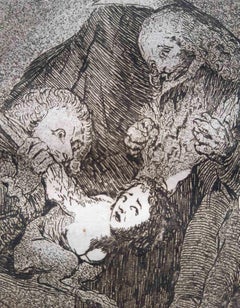 Qual la Descañona from Los Caprichos - Etching by F. Goya - 1799