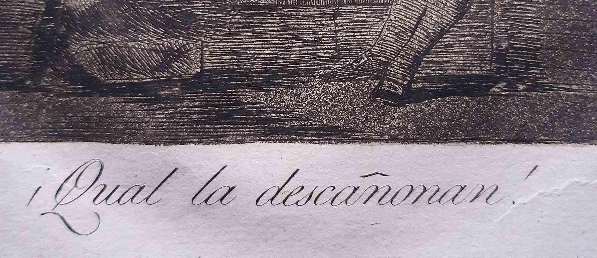 Qual la Descañona aus Los Caprichos - Radierung von F. Goya - 1799 (Moderne), Print, von Francisco Goya
