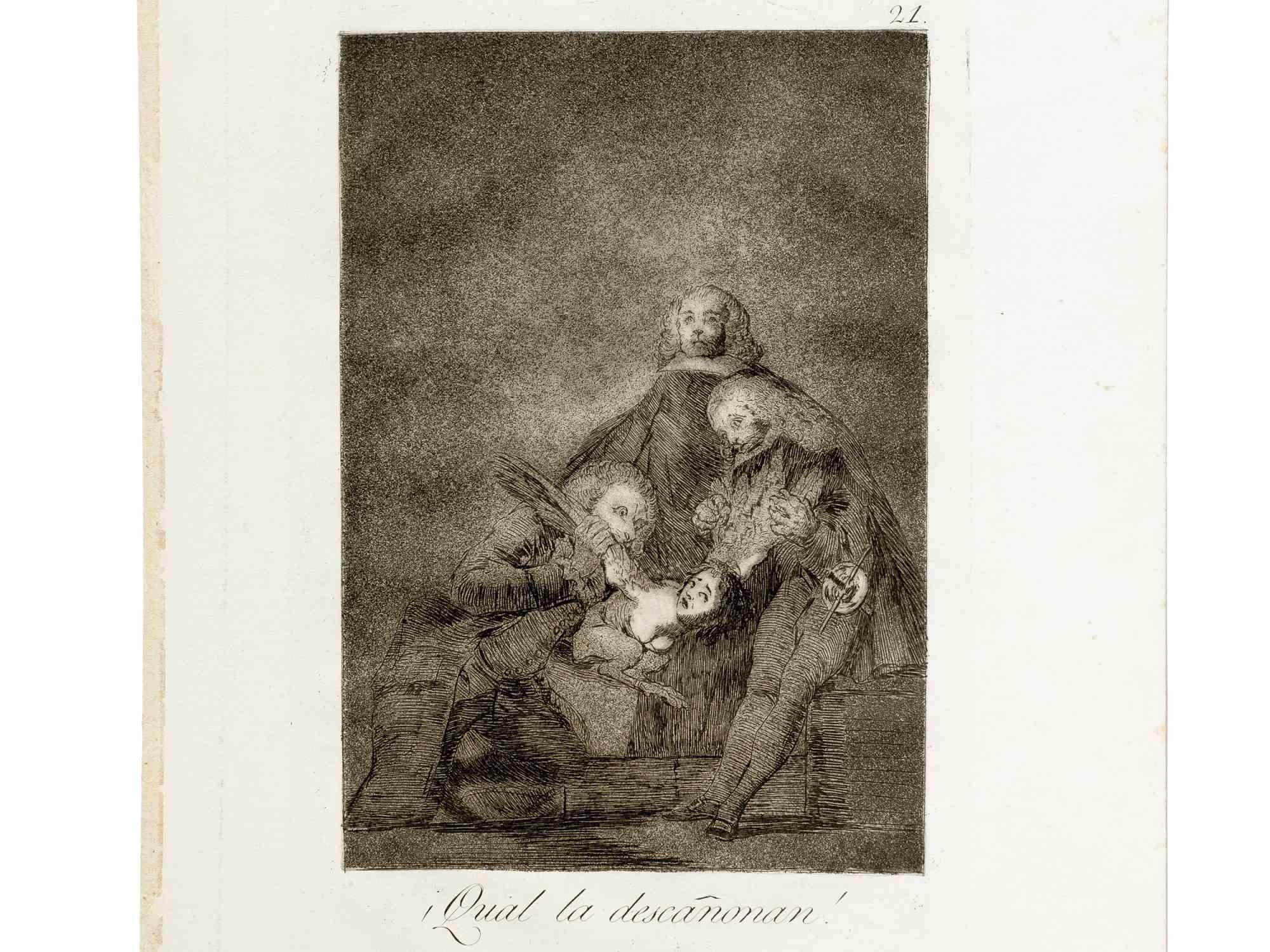 Qual la descanonan - Etching by Francisco Goya - 1868 2