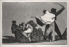 ¡Que Guerrero! - Original Etching and Aquatint by F. Goya - 1877