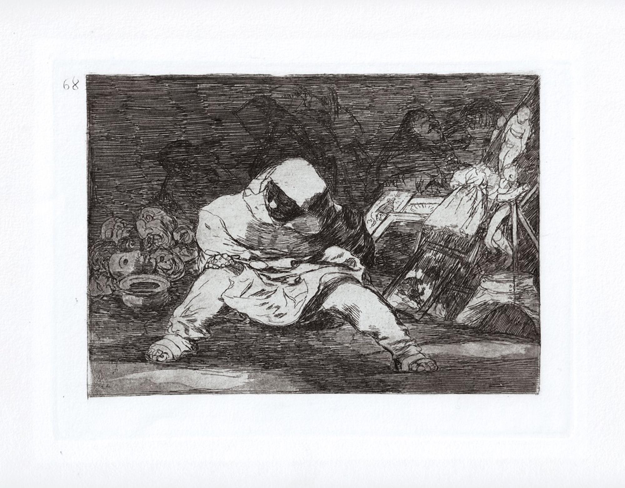 Que Locura – Radierung von Francisco Goya – 1863