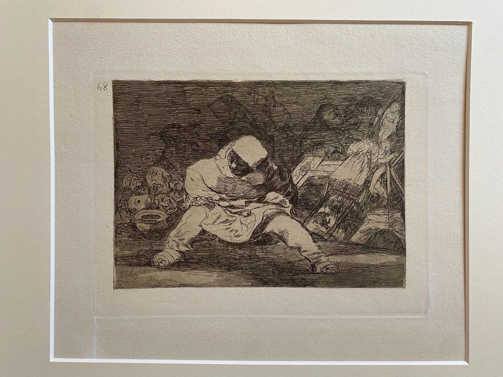 Que Locura  - Tafel 68 aus Los Desastres de la Guerra (Die Katastrophe des Krieges) ist eine originale Schwarz-Weiß-Radierung von Francisco Goya (1746-1828).

Das Kunstwerk ist die Platte Nr. 68 (1815), die 1863 veröffentlicht