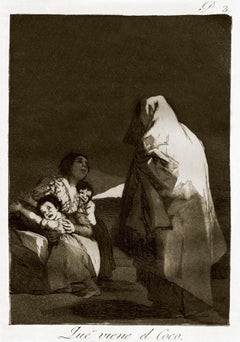 Que viene el Coco   - Origina Etching by Francisco Goya - 1868