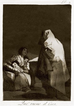 Que viene el Coco - Origina Etching by Francisco Goya - 1868
