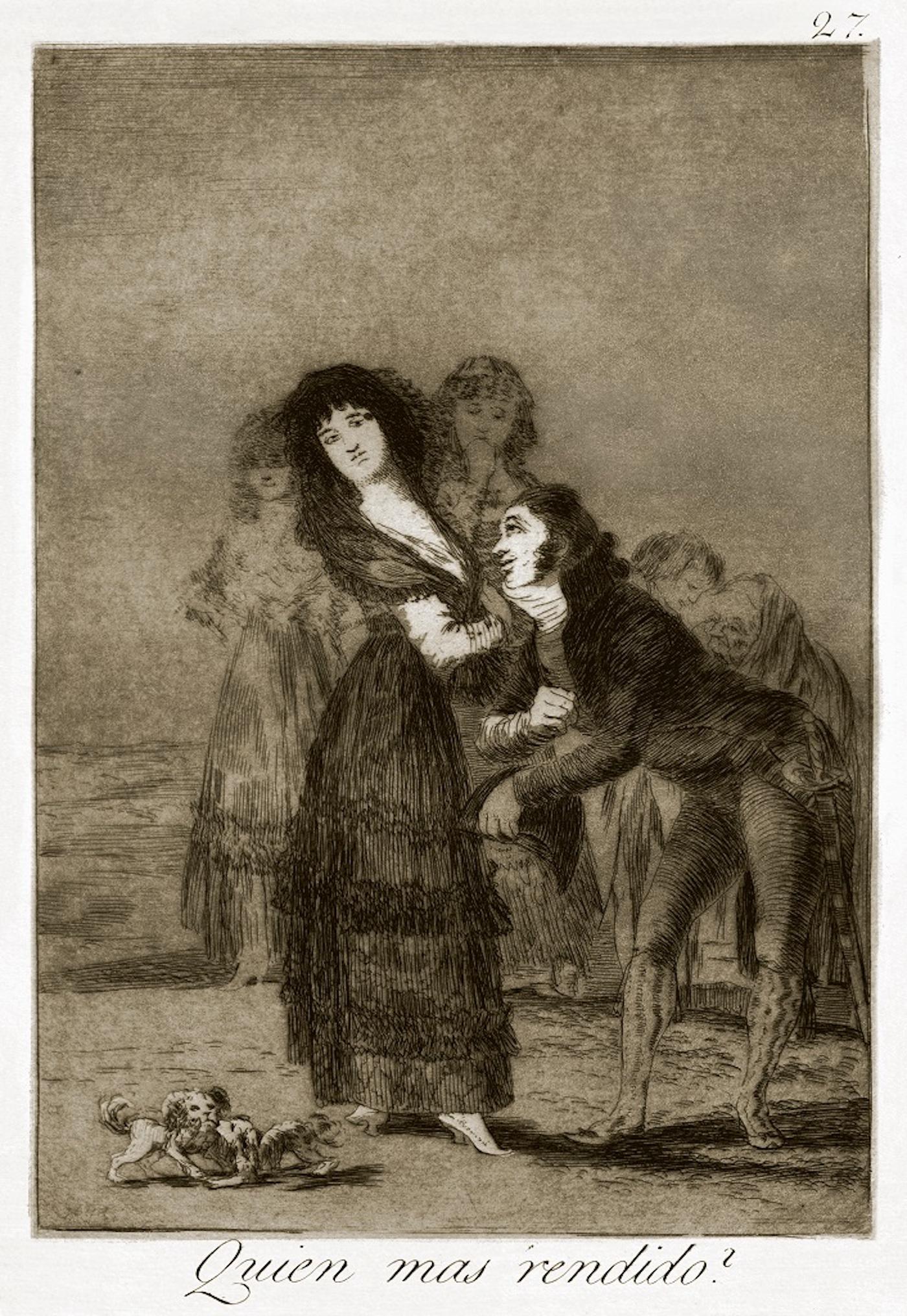 ¿Quién más rendido?  -  Etching by Francisco Goya - 1868
