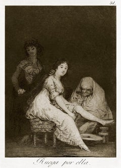 Antique Ruega por Ella  - Etching by Francisco Goya - 1868