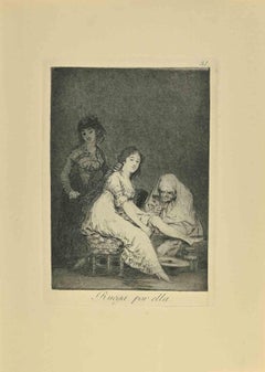 Ruega por ella (Elle prie pour elle) - Gravure de Francisco Goya - 1881