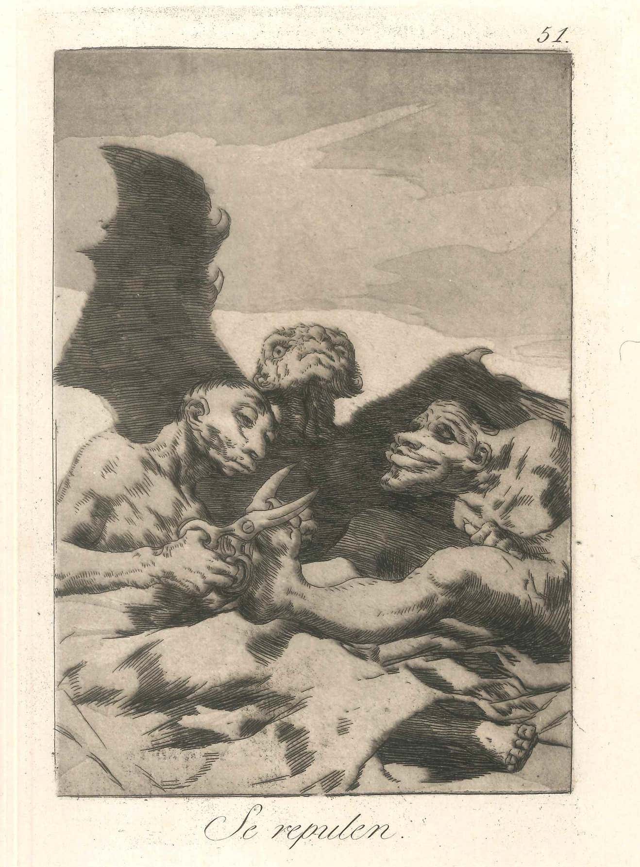 Francisco Goya Se Repulen Original Etching and Aquatint by