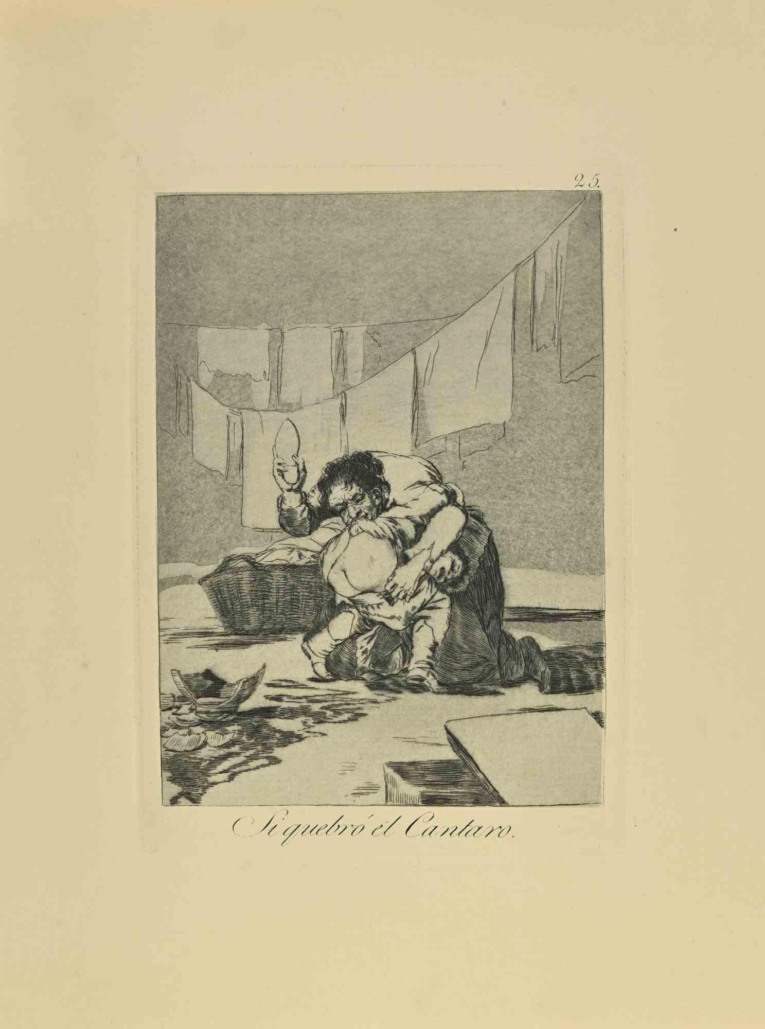 Siquebró el Cantaro is a black and White aquatint, drypoint and etching printed in blue-black ink on laid paper from Caprichos realized after Francisco Goya in 1881-1886 .

6th Edition.Very good impression.

Madrid: Calcografia Real,