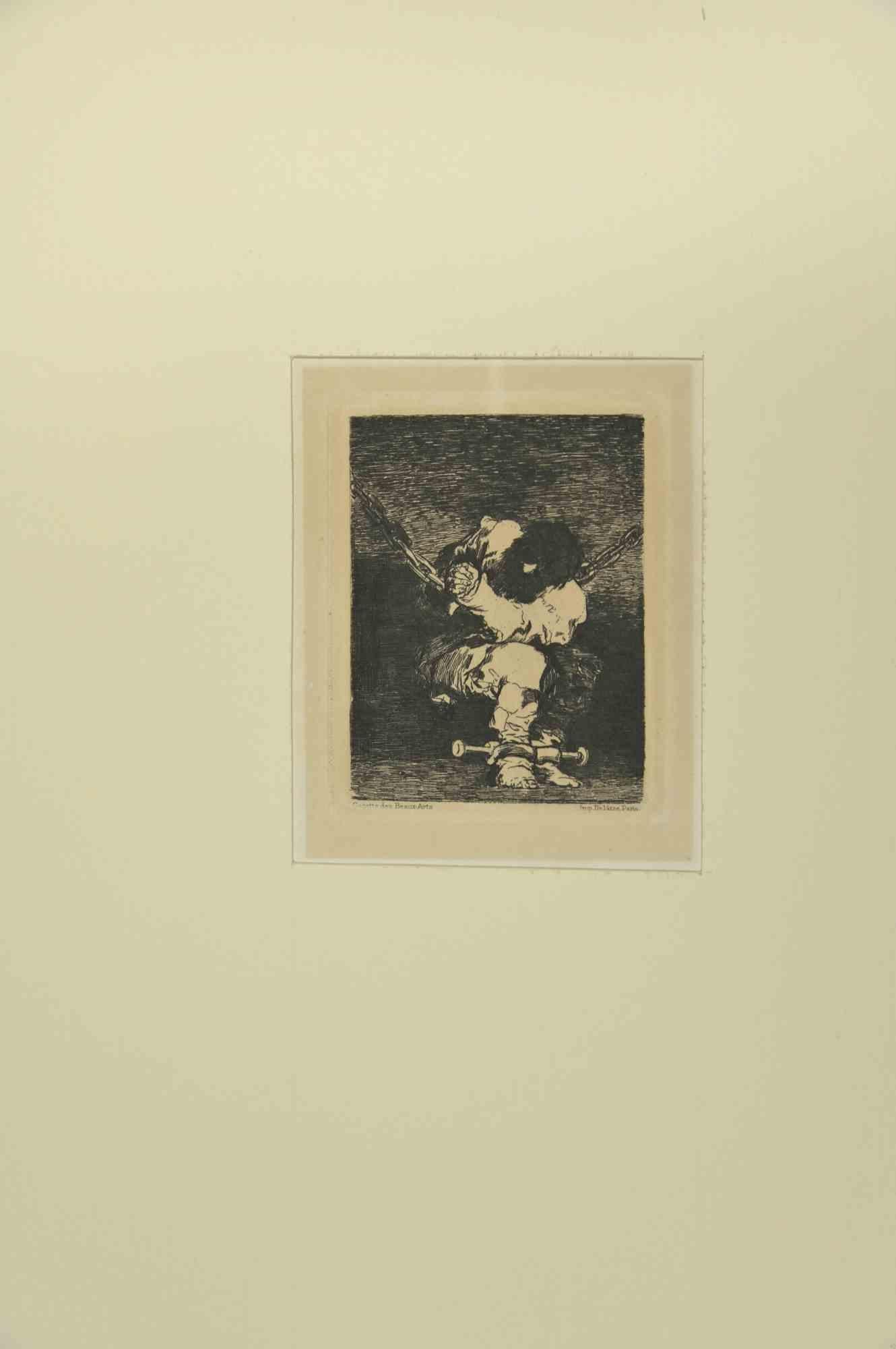 La garde est aussi barbare que le crime (Tan barbara la seguridad como el delito) est une œuvre d'art réalisée par Francisco Goya y Lucientes, 1867. 

Paris : Delâtre, 1867.

Gravure et burin.

cm. 10.5x8.4.Feuille 21x16.2.

Excellente épreuve du