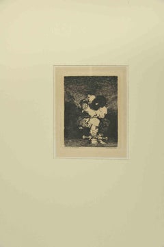 Antique Tan Barbara la Seguridad Como el Delito - Etching by Francisco Goya - 1867