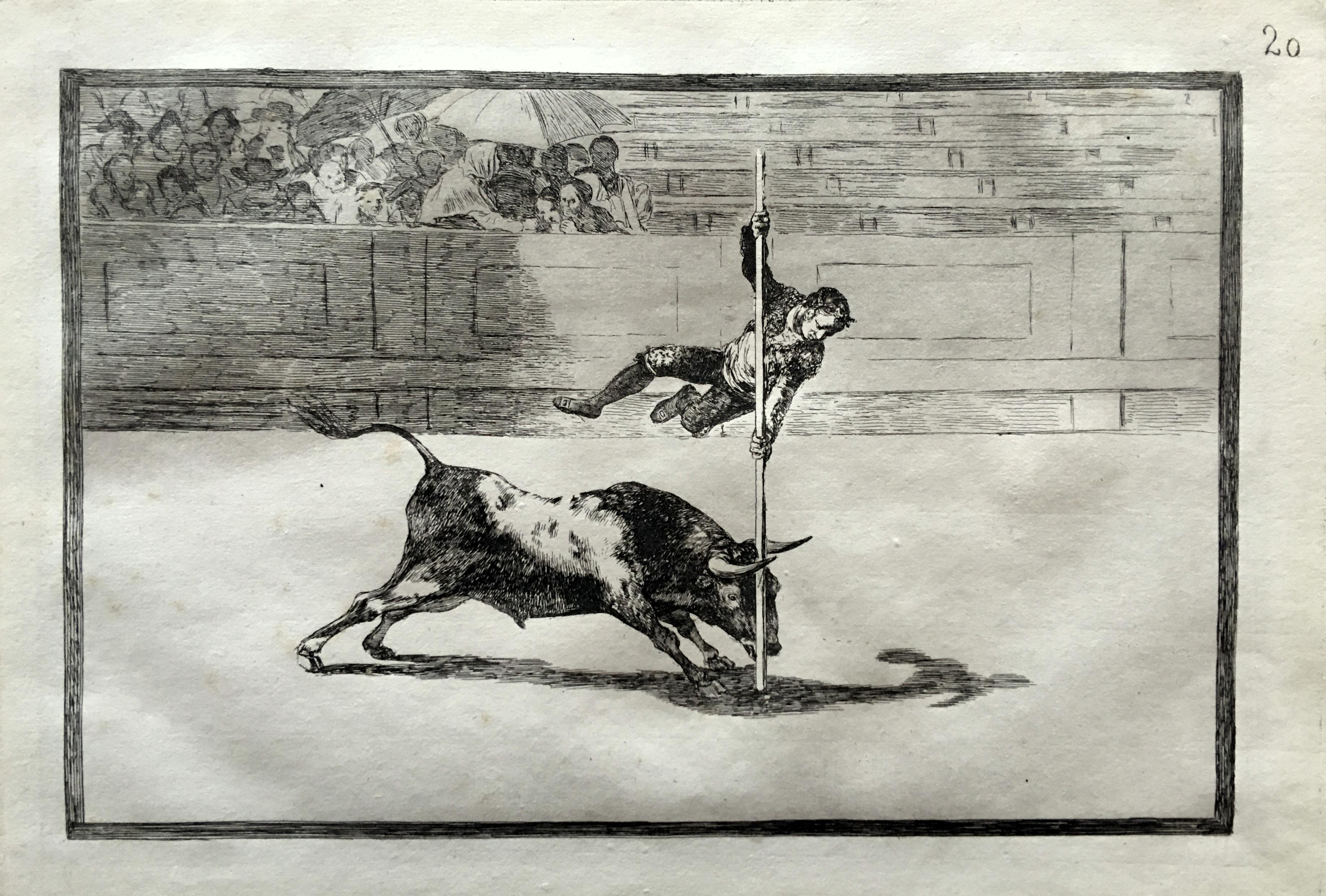 Francisco Goya Figurative Print - The Agility and Audacity of Juanito Apinani in the Ring - 1st Edition, 1816