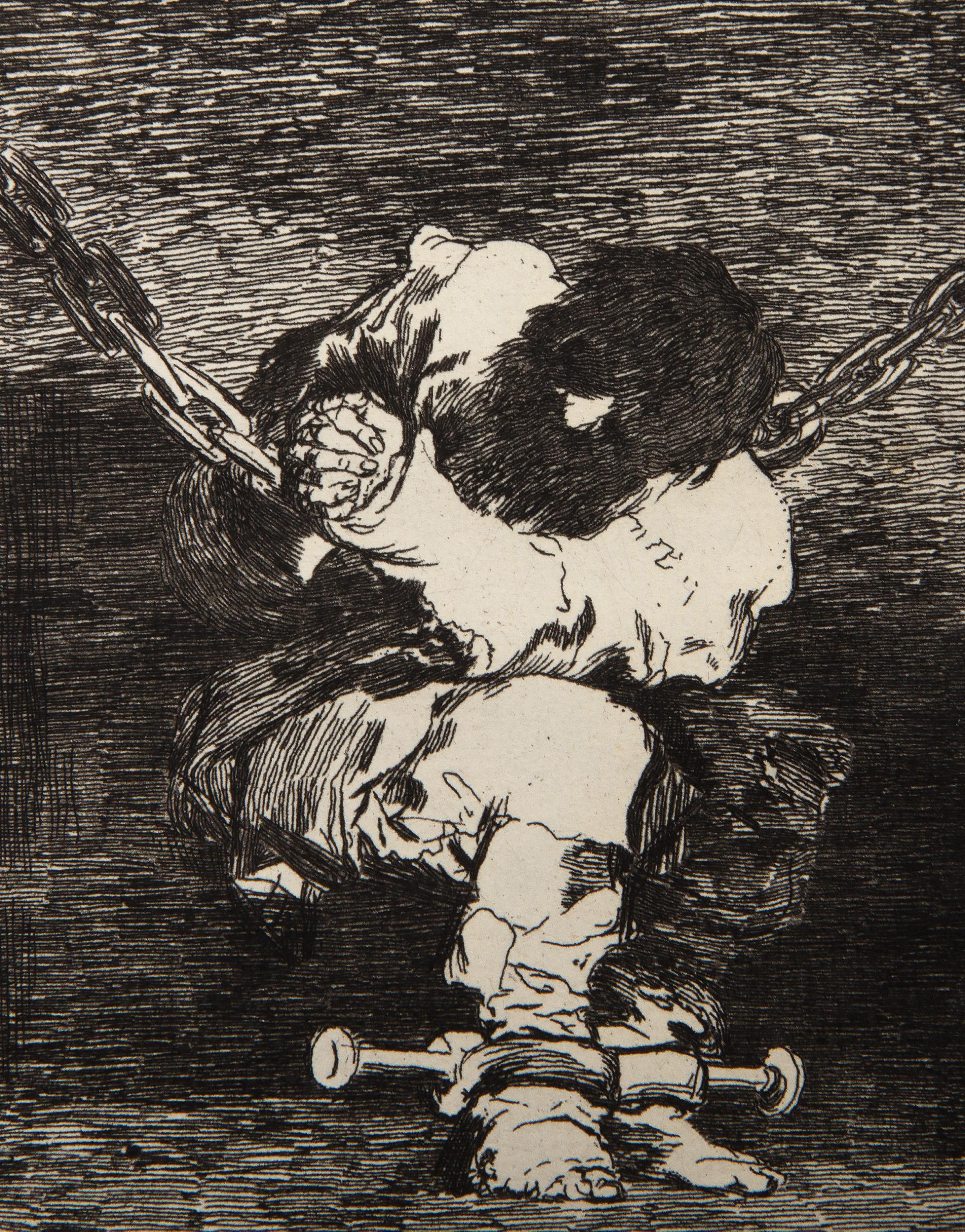 The Custody est aussi Barbarous que la Crimine, eau-forte et gravure de Francisco de Goya - Surréalisme Print par Francisco Goya