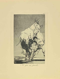 Tu Que no Puedes - Etching and and Aquatint by Francisco Goya - 1881