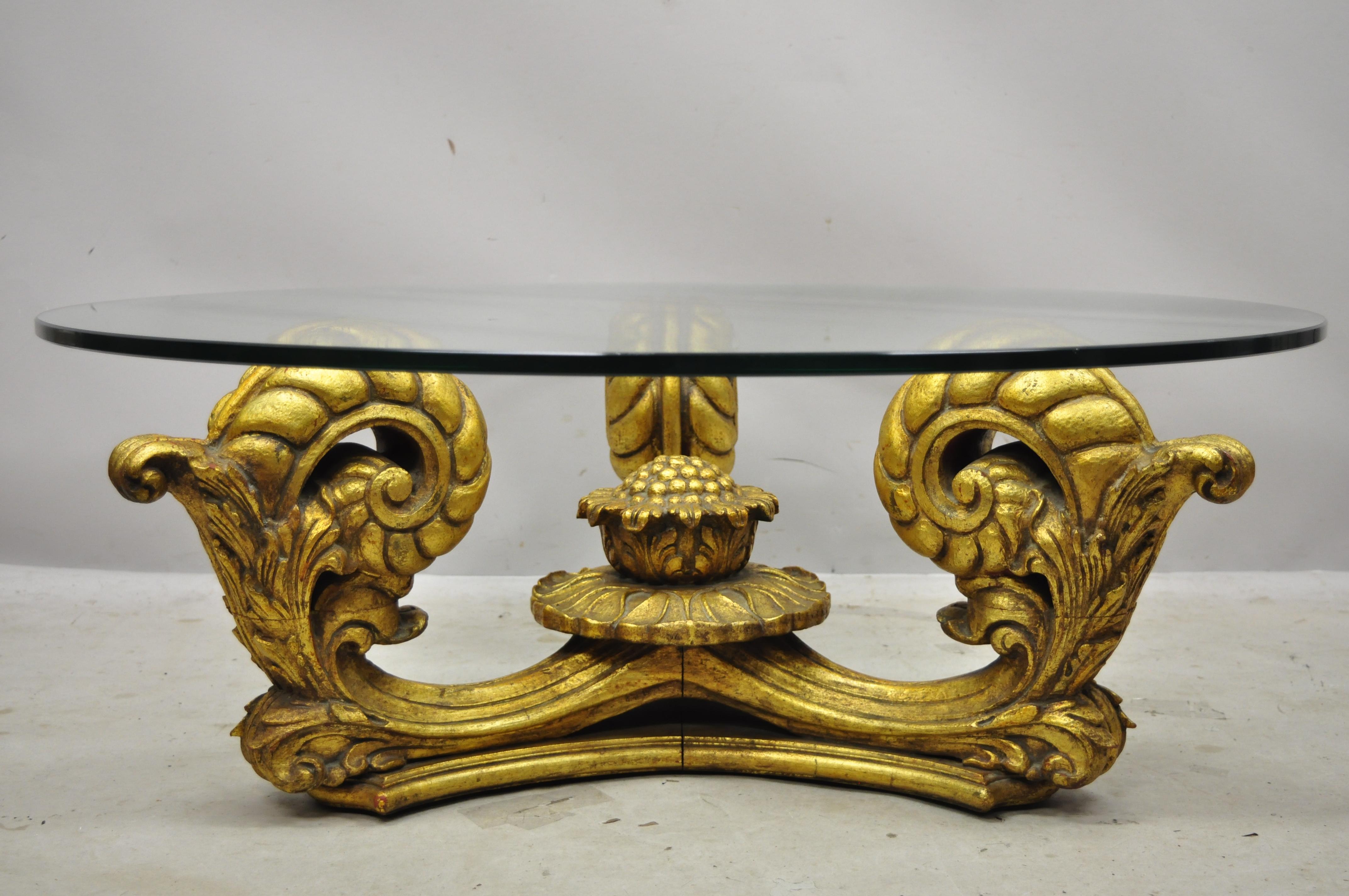 Francisco Hurtado Italian Spanish Hollywood Regency Gold Giltwood Coffee Table For Sale 5